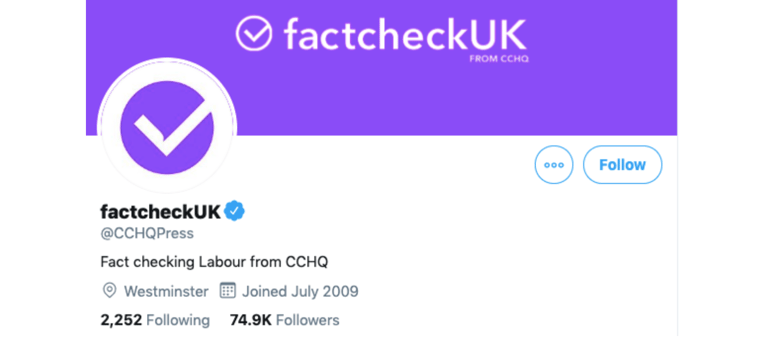 The Conservatives and factcheckUK: Using Twitter to Spread Disinformation