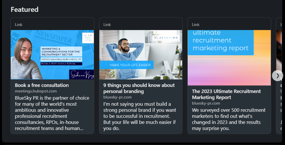 Stephanie king's LinkedIn Featured section