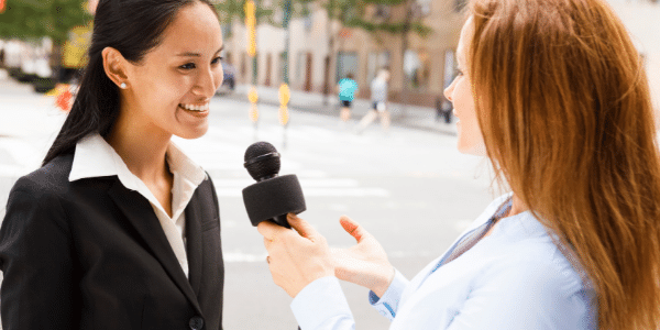 talking to the press