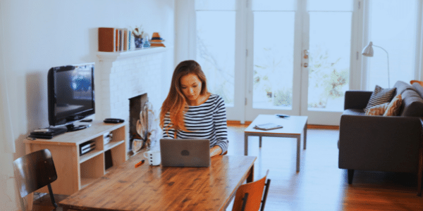 working from the dining table